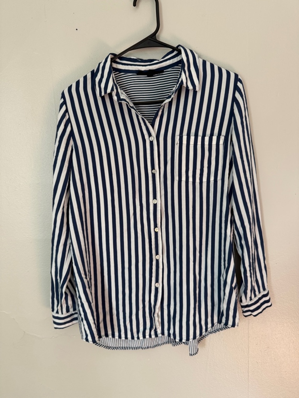 Jane and Delancey Navy and White Striped Button-Down Shirt